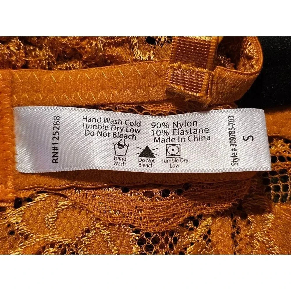 NWT French Affair Push Up Bra Bodysuit Gold Lined with Black Lingerie Size Small - Picture 7 of 9